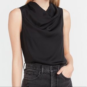 NWT Express Cowl Neck Tank in Pitch Black